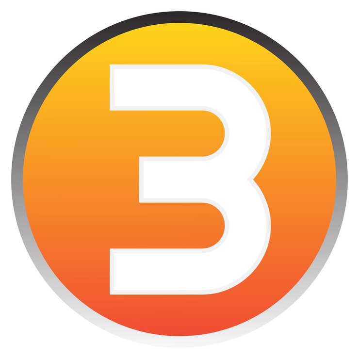 Vector número 3 elemento de plantilla de diseño de letrero icono de gradiente naranja vectorial en papel blanco en blanco