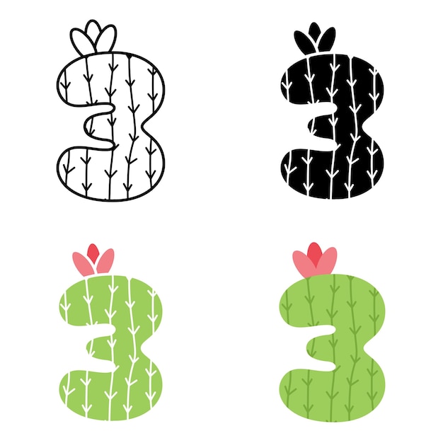 Número 3 en estilo plano aislado