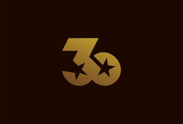 Número 30 Logo Monograma número 30 formado a partir del símbolo de infinito con una combinación de estrellas