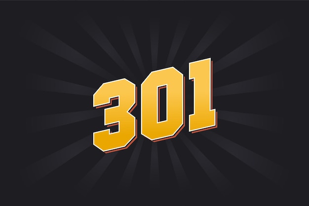 Número 301 fuente vectorial alfabeto número 301 amarillo con fondo negro