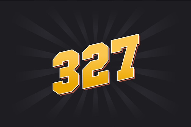 Número 327 fuente vectorial alfabeto 327 número amarillo con fondo negro