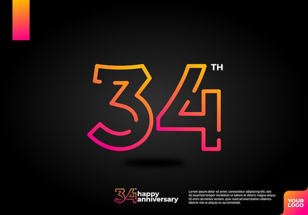 Número 34 logo icono diseño 34 cumpleaños logo número aniversario 34