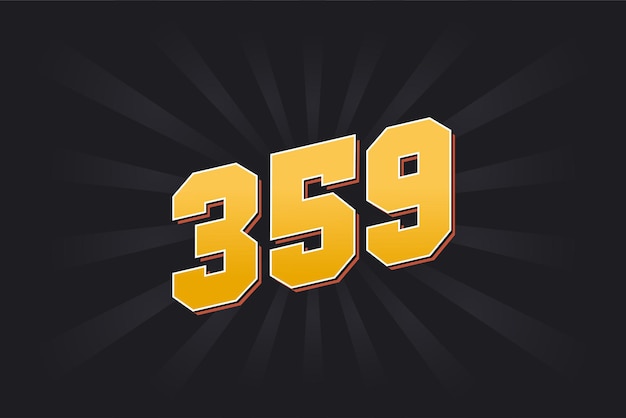 Número 359 fuente vectorial alfabeto amarillo número 359 con fondo negro