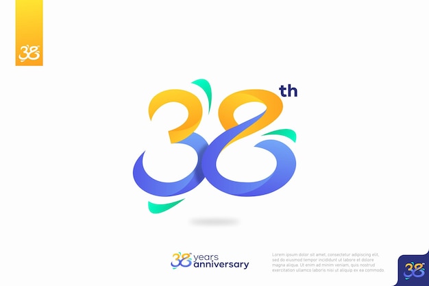 Número 38 logo icono diseño 38 cumpleaños logo número aniversario 38