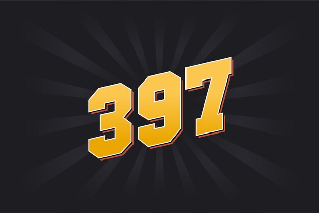 Número 397 fuente vectorial alfabeto amarillo número 397 con fondo negro