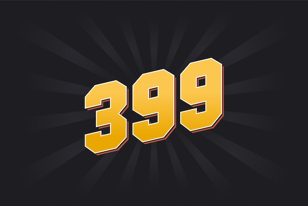 Número 399 fuente vectorial alfabeto amarillo número 399 con fondo negro