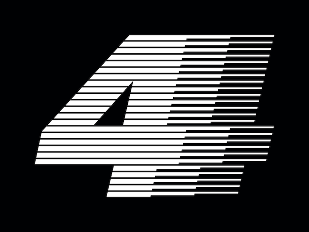 Número 4 Línea geométrica abstracta