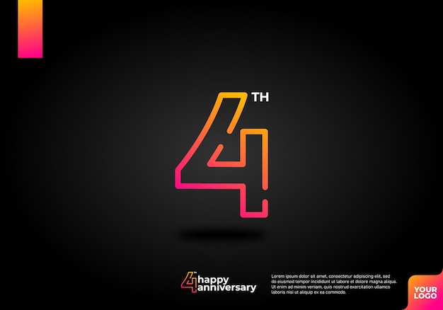 Número 4 logo icono diseño 4to cumpleaños logo número aniversario 4