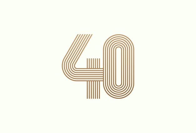 Número 40 Logo Monograma Número 40 estilo de logotipo de varias líneas utilizable para logotipos comerciales y aniversarios