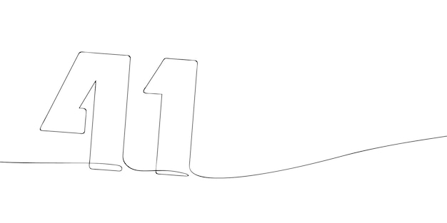 Número 41 Dibujo de la línea uno