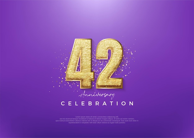 Número 42 para celebración de aniversario con números de globos únicos y limpios Vector premium para cartel, pancarta, saludo de celebración