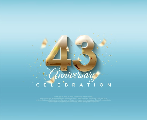 Número del 43 aniversario Con elegantes y lujosos números 3d Fondo de vector premium