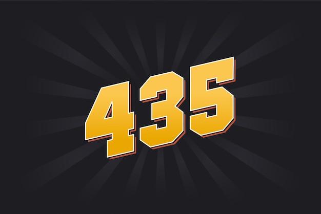 Número 435 fuente vectorial alfabeto número 435 amarillo con fondo negro