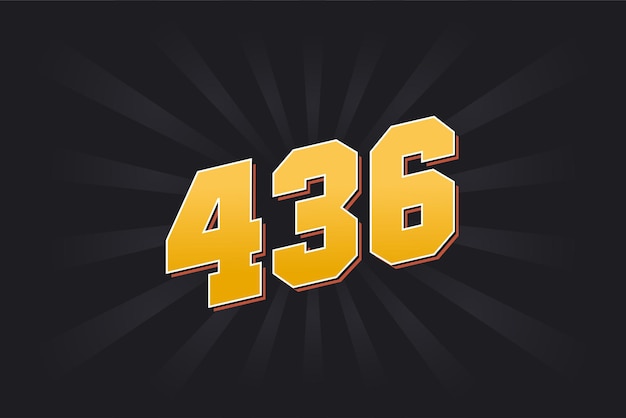 Número 436 fuente vectorial alfabeto 436 número amarillo con fondo negro