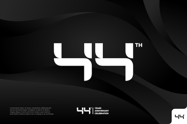 Número 44 logo icono diseño 44 cumpleaños logo número aniversario 44
