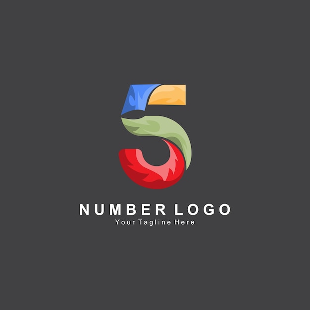 Número 5 cinco diseño de logotipo vector de icono simple premium adecuado para la marca de producto de etiqueta de banner de empresa