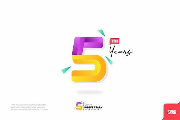 Número 5 logo icono diseño 5to cumpleaños logo número aniversario 5