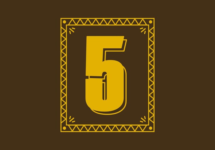 Vector número 5 en marco de rectángulo retro
