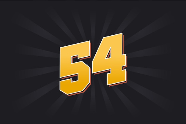 Número 54 fuente vectorial alfabeto número 54 amarillo con fondo negro