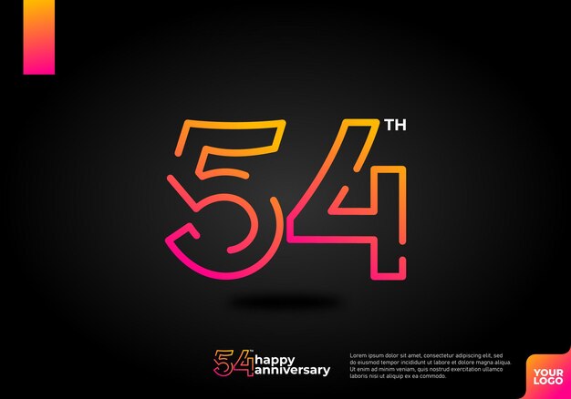 Número 54 logo icono diseño 54 cumpleaños logo número aniversario 54