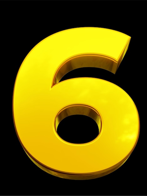 Un número 6 amarillo con un fondo negro