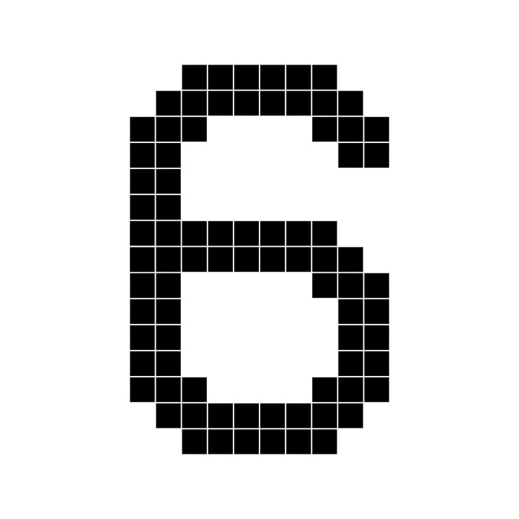 Vector número 6 seis cubo 3d forma de píxel minecraft 8 bits