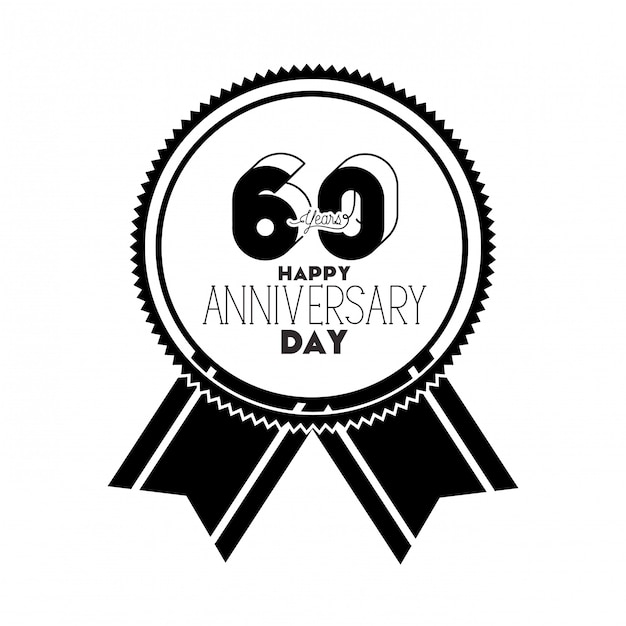 Número 60 para emblema o insignia de celebración de aniversario