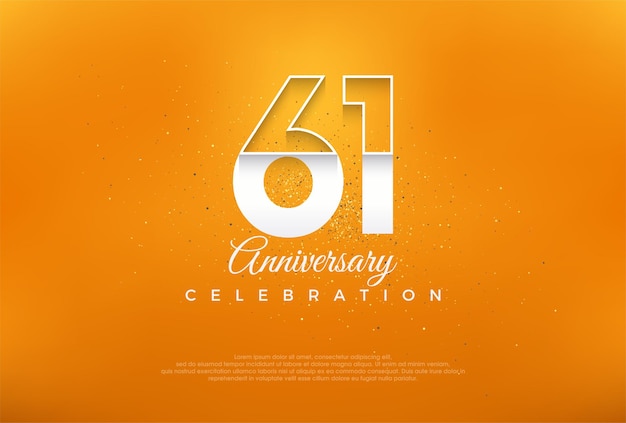 Número del 61 aniversario con diseño de vector premium de números blancos delgados modernos Vector premium para saludo de celebración de banner de cartel