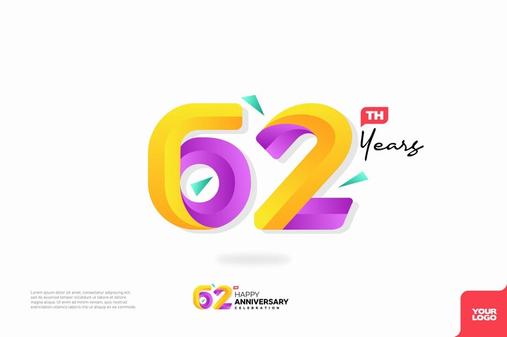 Vector número 62 logo icono diseño 62 cumpleaños logo número aniversario 62