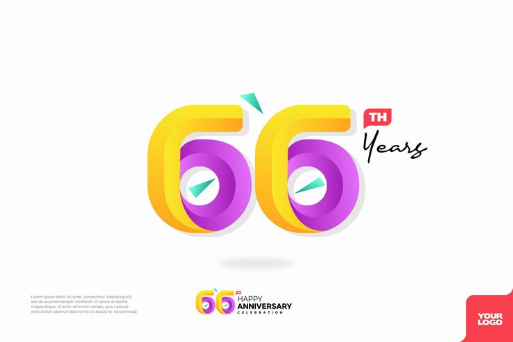 Vector número 66 logo icono diseño 66 cumpleaños logo número aniversario 66