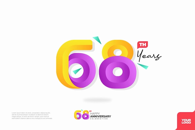 Número 68 logo icono diseño 68 cumpleaños logo número aniversario 68