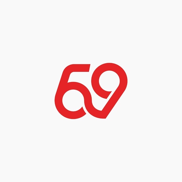 número 69 logotipo moderno limpio icono signo símbolo objeto aislado sobre fondo blanco.