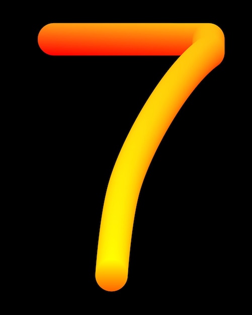 Vector un número 7 amarillo con un fondo negro