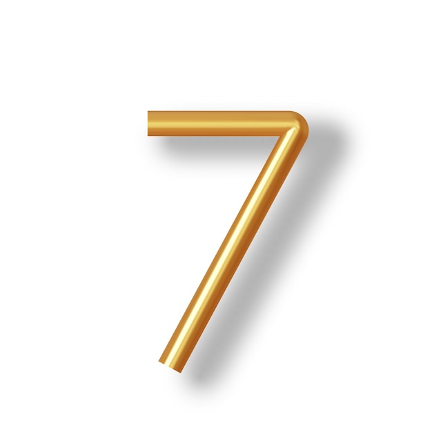 Número 7 Balón de plástico dorado Número siete aislado en fondo blanco Ilustración vectorial de estilo 3D