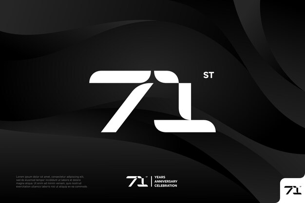 Número 71 logo icono diseño 71 cumpleaños logo número aniversario 71 sobre fondo negro