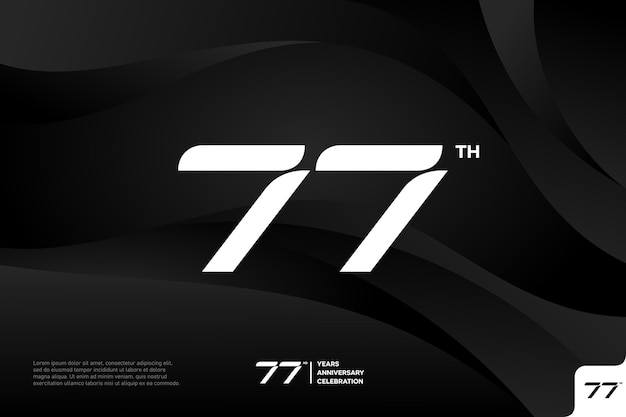 Número 77 logo icono diseño 77 cumpleaños logo número aniversario 77 sobre fondo negro