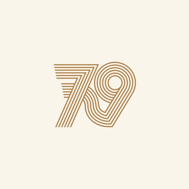 Número 79 múltiples líneas elegante concepto de diseño de logotipo elegante objeto aislado en el fondo