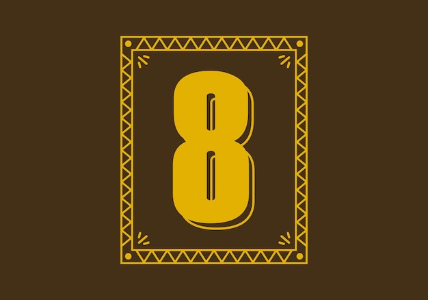 Número 8 en marco de rectángulo retro