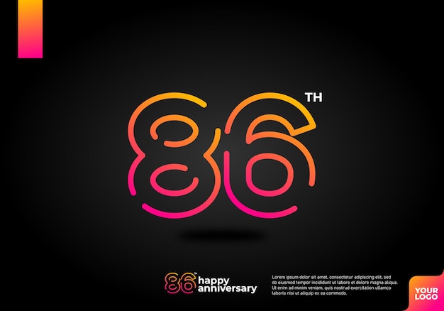 Número 86 logo icono diseño 86 cumpleaños logo número aniversario 86