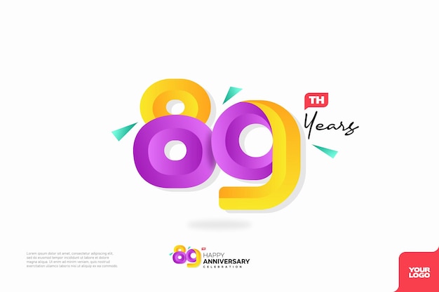 Número 89 logo icono diseño 89 cumpleaños logo número aniversario 89