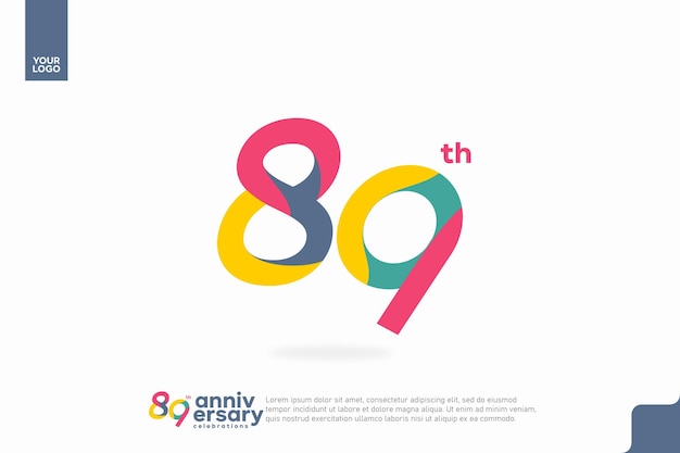 Número 89 logo icono diseño 89 cumpleaños logo número aniversario 89
