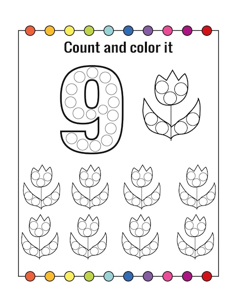 Un número 9 imprimible con los números 9 y 9
