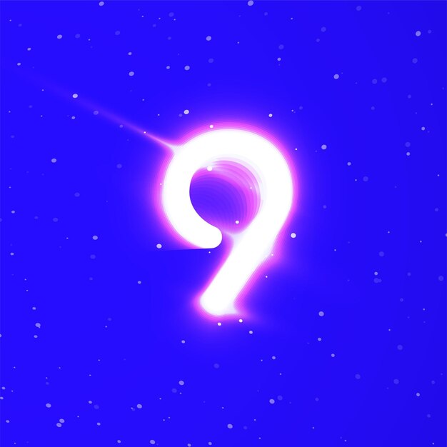 Número 9 símbolo único signo de neón súper brillante vector Ráfaga de luz