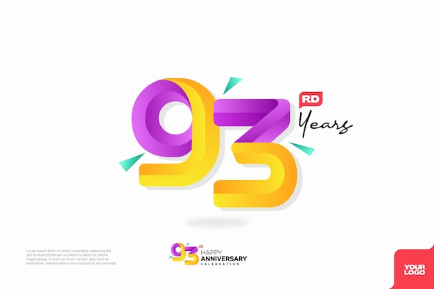 Número 93 logo icono diseño 93 cumpleaños logo número aniversario 93