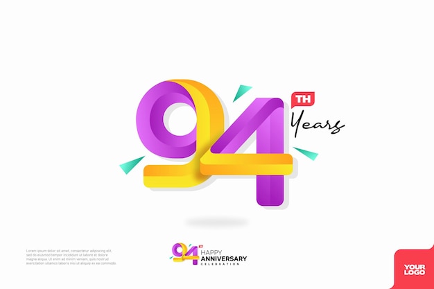 Número 94 logo icono diseño 94 cumpleaños logo número aniversario 94