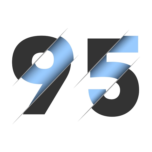 Número 95, diseño de corte 3d. Icono para el diseño de celebración. tipografía vectorial. Diseño negro creativo.