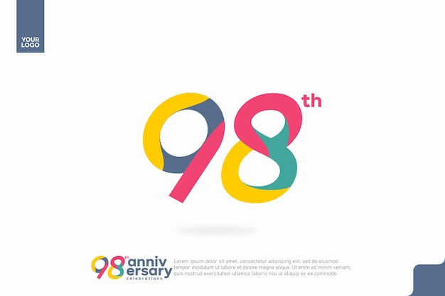 Número 98 logo icono diseño 98 cumpleaños logo número aniversario 98