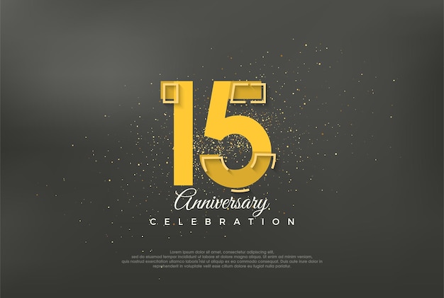 Número de aniversario fondo de vector premium moderno para el 15o aniversario vector premium para la celebración del cartel del estandarte