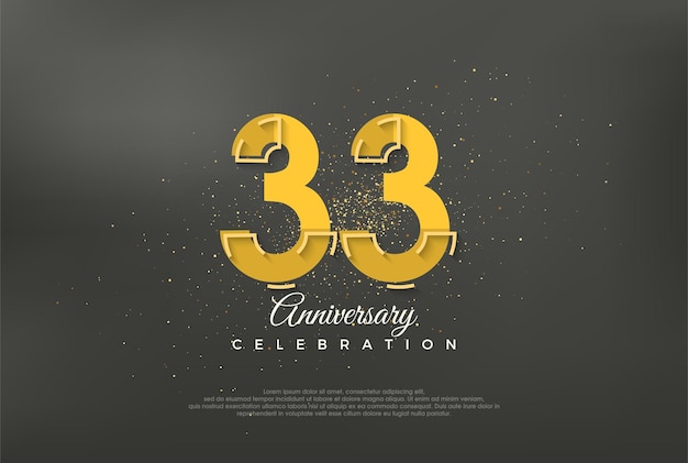 Número de aniversario Fondo de vector premium moderno para 33 aniversario Vector premium para saludo de celebración de banner de cartel