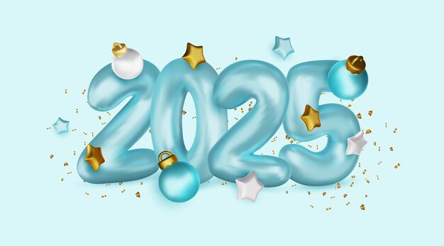 número brillante realista feliz año nuevo y feliz navidad tarjeta de felicitación vector d renderización
